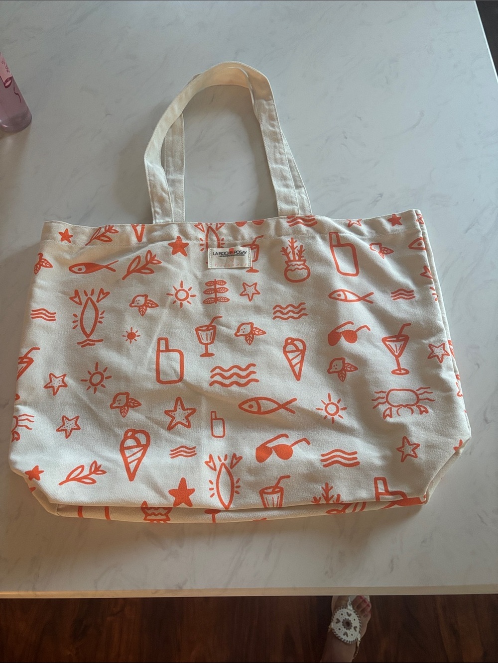 Canvas Tote with Coral Summer Icons